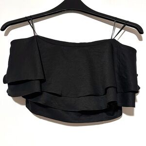 Camila Coelho Revolve Ruffle Crop Top Off Shoulder Flounce Satin Small